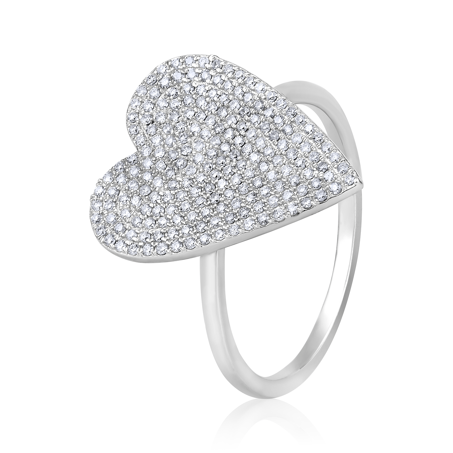 Solid Gold 0.41ct Natural Diamond Heart Studded Ring