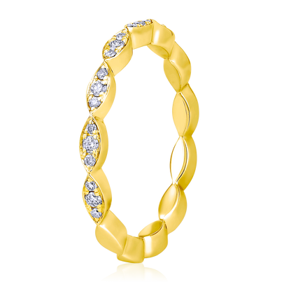 Solid Gold 0.22ct Natural Diamond Eternity Wave Marquise Band Ring