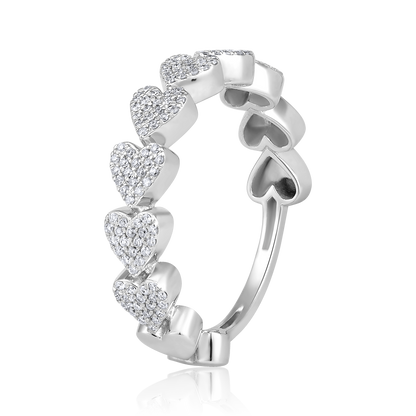 Solid Gold 0.22ct Natural Diamond Multi Heart Link Band Ring