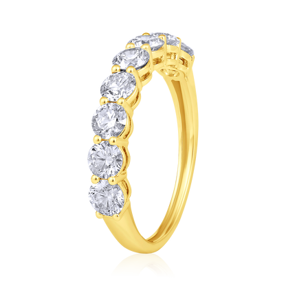 Solid Gold 1.7ct Natural Diamond Half Eternity Band Ring