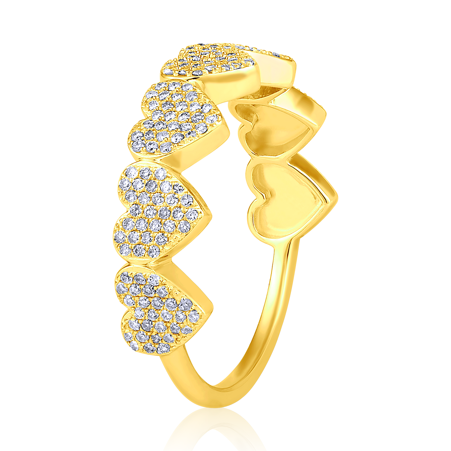 Solid Gold 0.4ct Natural Diamond Multi Heart Love Band Ring