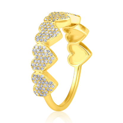 Solid Gold 0.4ct Natural Diamond Multi Heart Love Band Ring