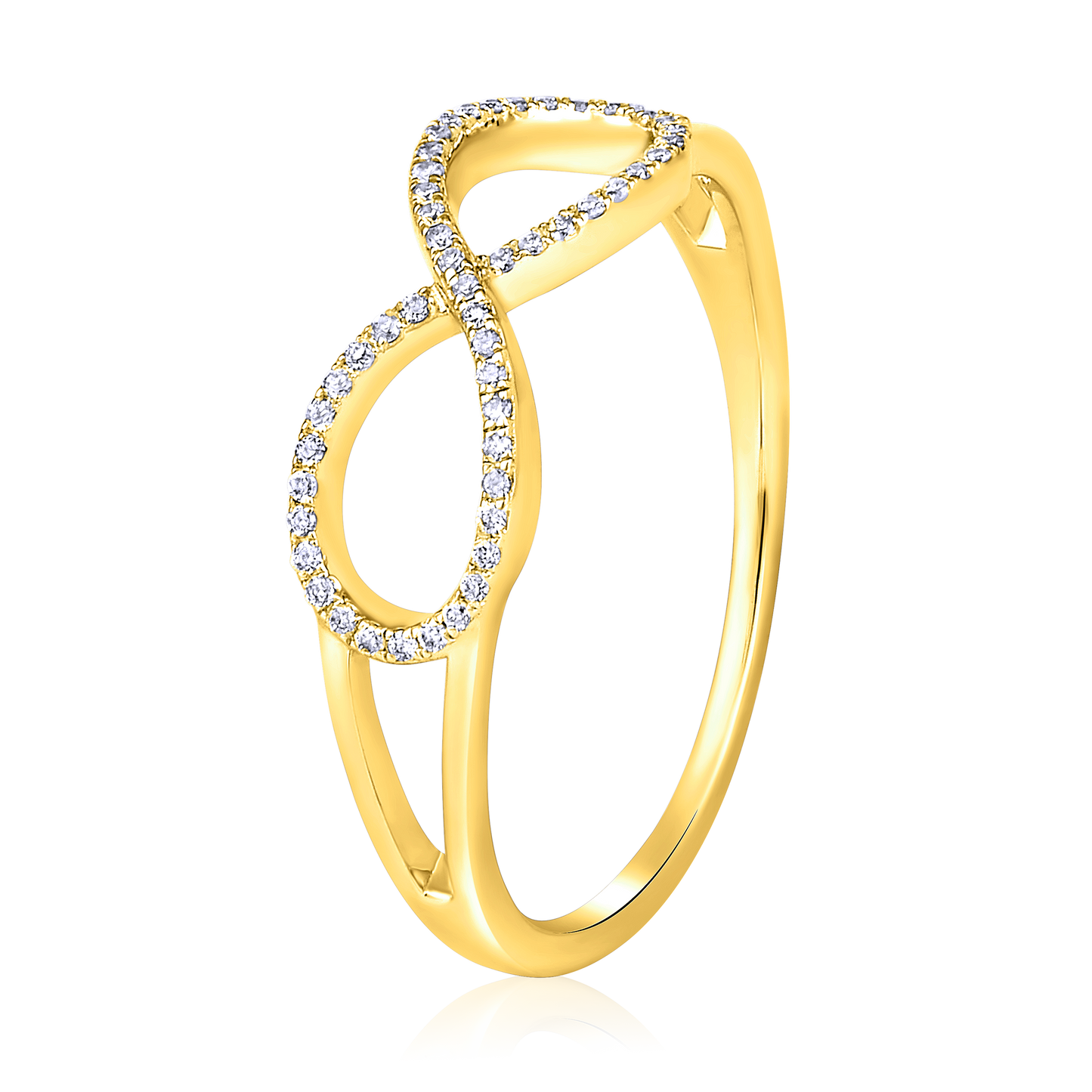 Solid Gold 0.1ct Natural Diamond Infinity Charm Ring
