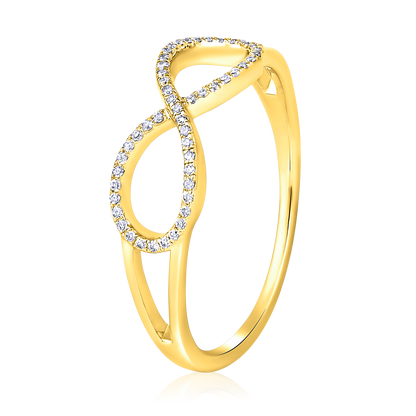 Solid Gold 0.1ct Natural Diamond Infinity Charm Ring