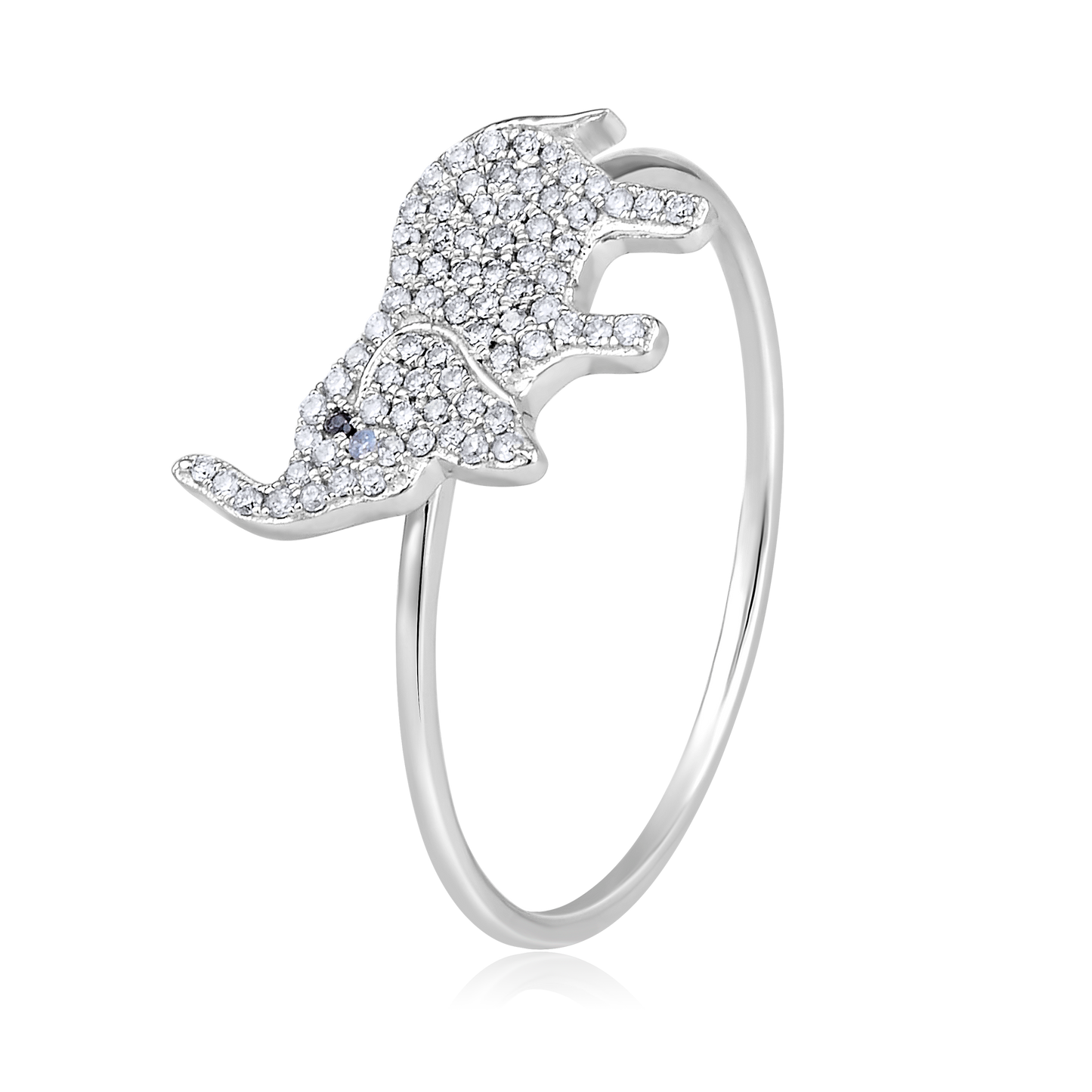 Solid Gold 0.13ct Natural Diamond Elephant Charm Ring
