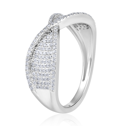 Solid Gold 0.31ct Natural Diamond Infinity Studded Band Ring