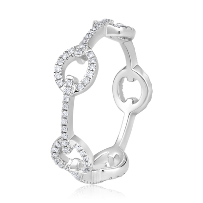 Solid Gold 0.24ct Natural Diamond Cuban Link Chain Band Ring