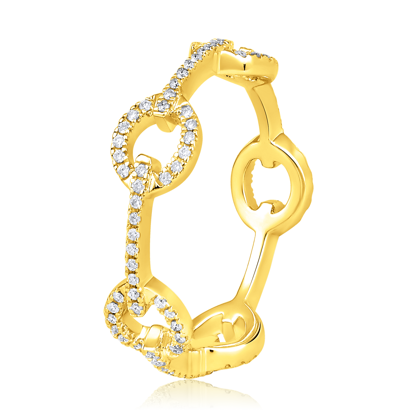 Solid Gold 0.23ct Natural Diamond Cuban Link Chain Band Ring