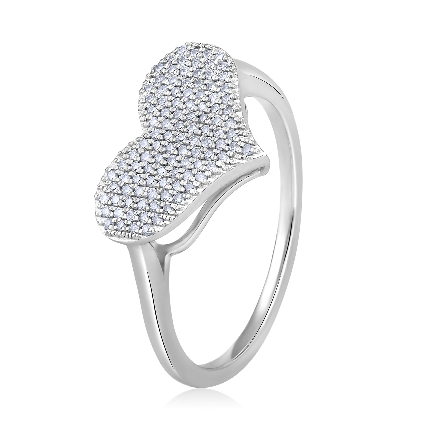 Solid Gold 0.21ct Natural Diamond Squeezed Heart Charm Ring