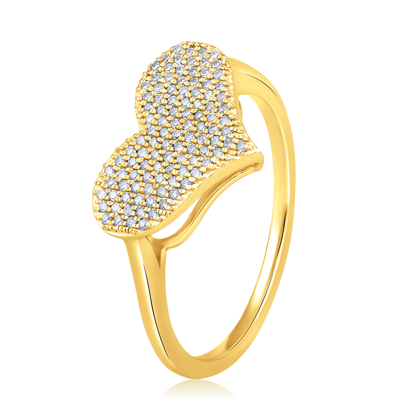 Solid Gold 0.2ct Natural Diamond Heart Studded Ring