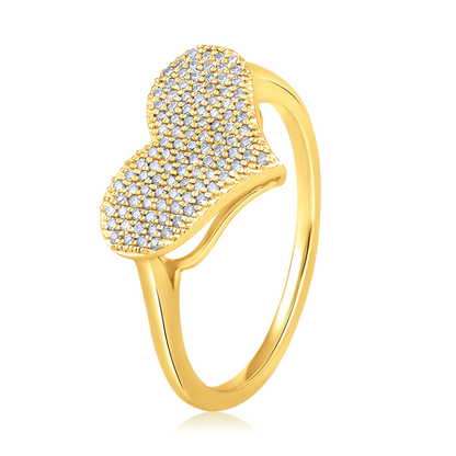 Solid Gold 0.2ct Natural Diamond Heart Studded Ring