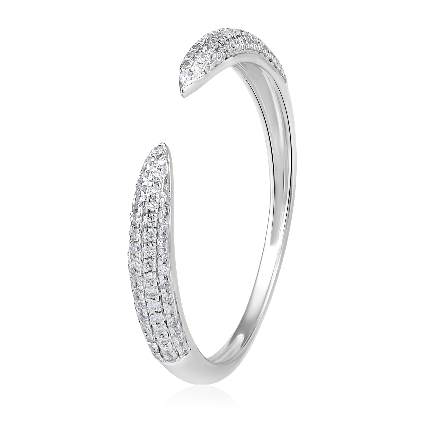 Solid Gold 0.2ct Natural Diamond Claw Cuff Open Tip Band Ring