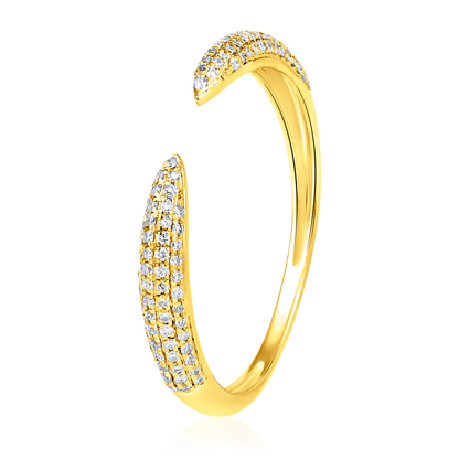 Solid Gold 0.2ct Natural Diamond Open Claw Band Ring