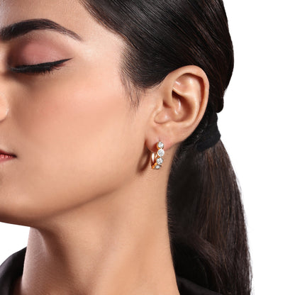 Solid Gold 2.53ct Natural Diamond Bezel Bead Hoop Earrings