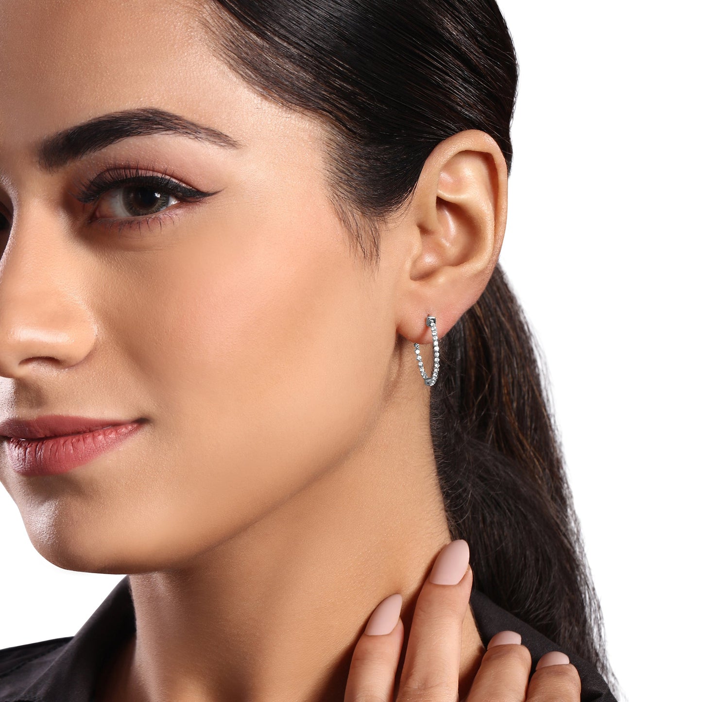 Solid Gold 0.5ct Natural Diamond Inside-Out Bead Hoop Earrings