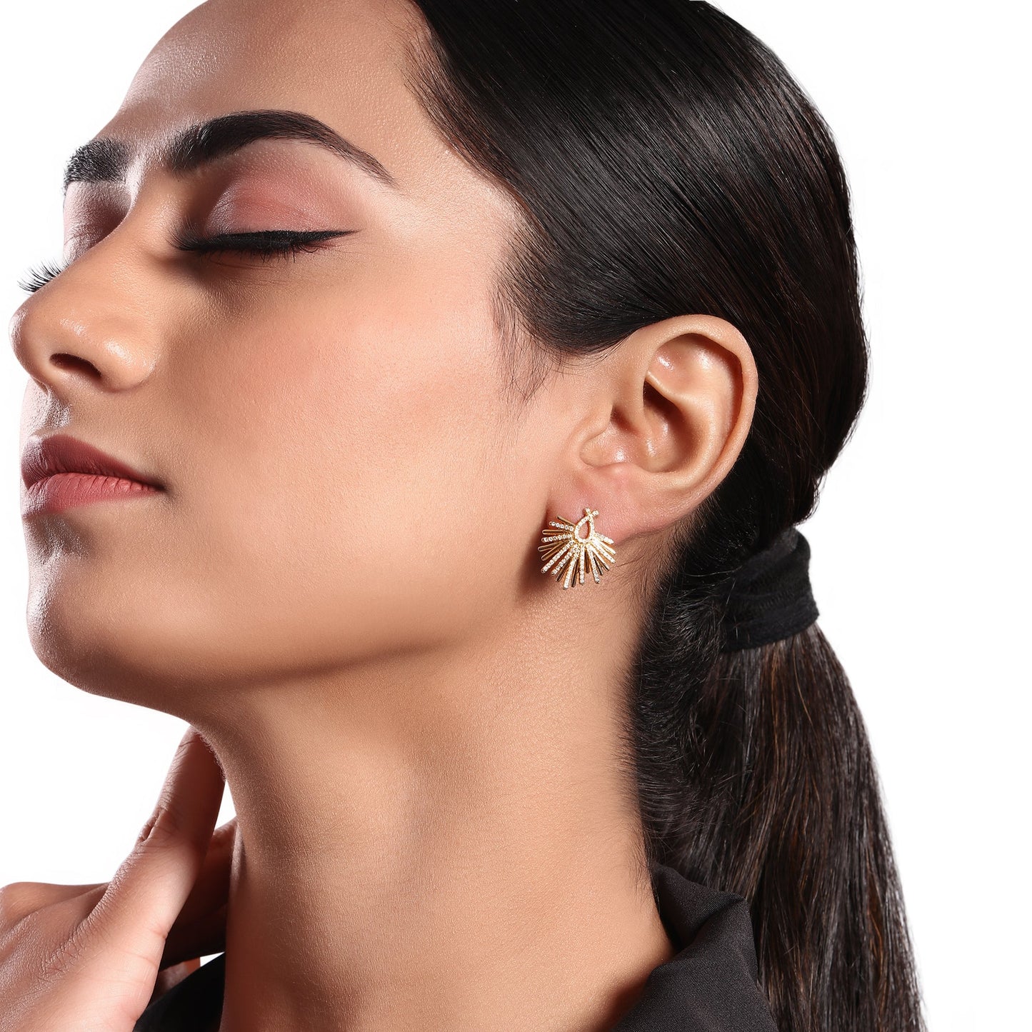 Solid Gold 0.6ct Natural Diamond Vintage Spike Stud Earrings