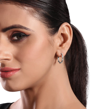 Solid Gold 0.2ct Natural Diamond Open Heart C Hoop Earrings