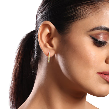 Solid Gold 0.5ct Natural Diamond C Shape Open Hoop Stud Earrings