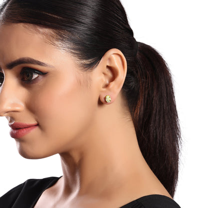 Solid Gold 0.14ct Natural Diamond Oval Circle Halo Studded Stud Earrings