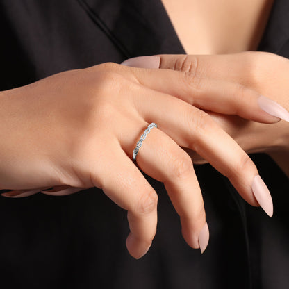 Solid Gold 0.1ct Natural Diamond Infinity Crossover Swirl Band Ring