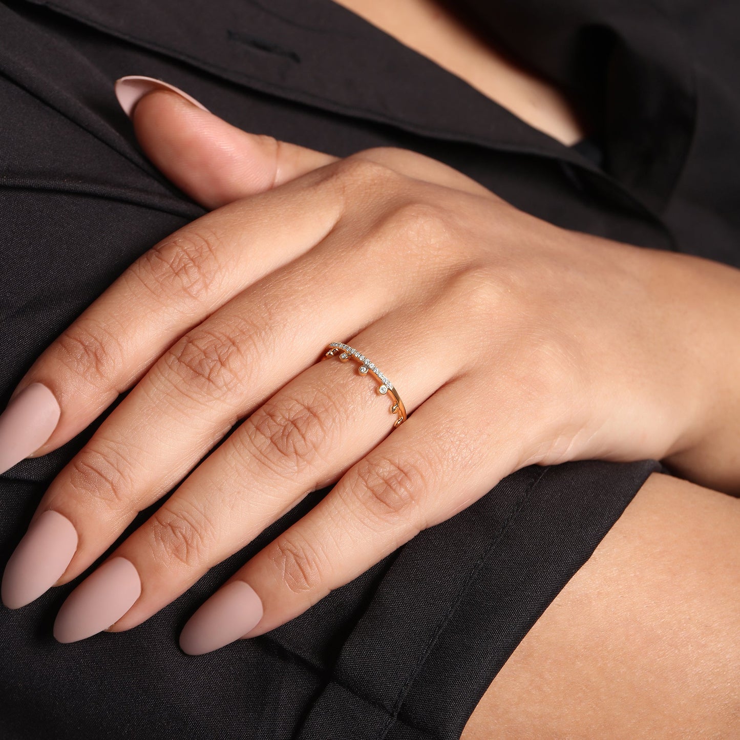 Solid Gold 0.2ct Natural Diamond Crown Band Throne Ring