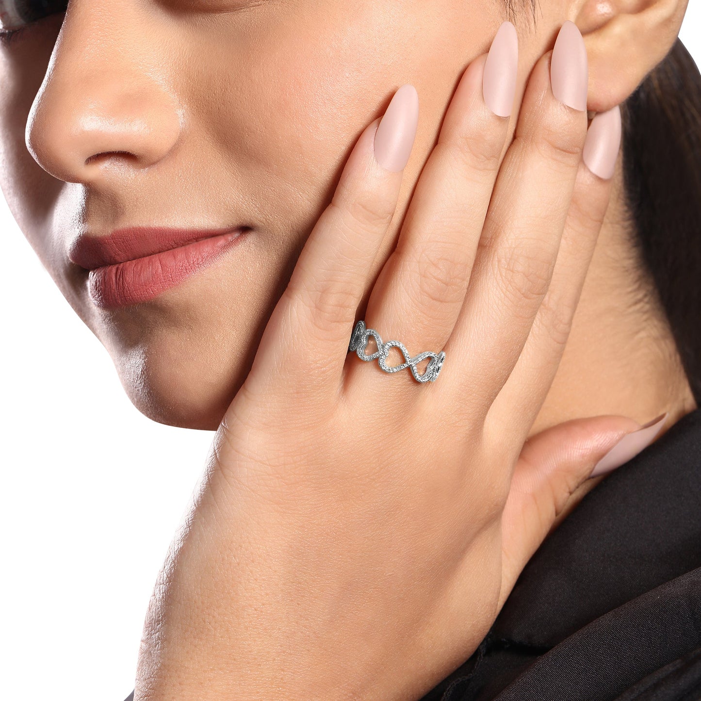 Solid Gold 0.2ct Natural Diamond Multi Heart Infiniti Ring