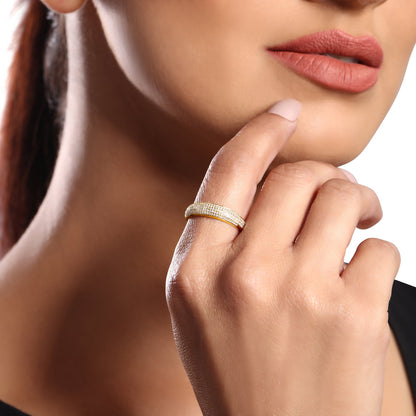 Solid Gold 0.3ct Natural Diamond Studded Dome Band Ring