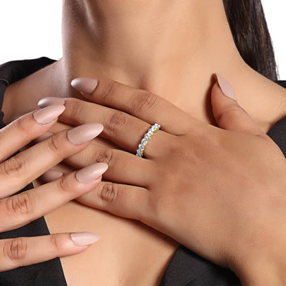 Solid Gold 1.7ct Natural Diamond Half Eternity Band Ring