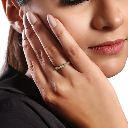 Solid Gold 0.2ct Natural Diamond Bead Bezel Band Ring