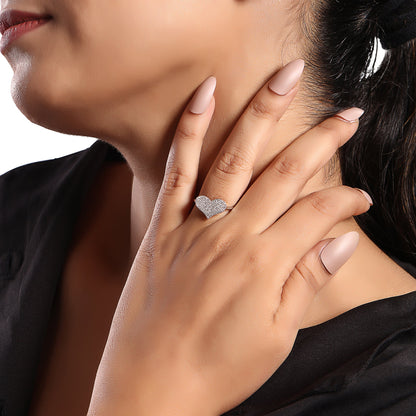 Solid Gold 0.21ct Natural Diamond Squeezed Heart Charm Ring