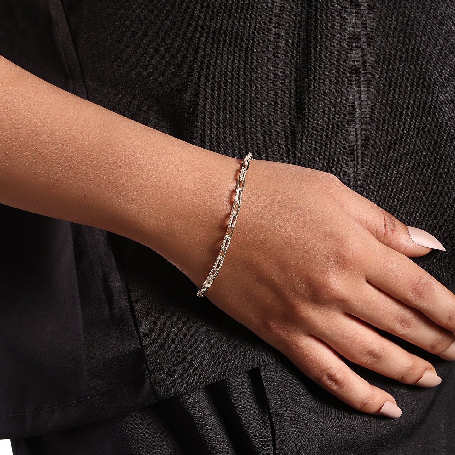 Solid Gold 1.62ct Natural Diamond Cuban Paperclip Link Chain Bracelet