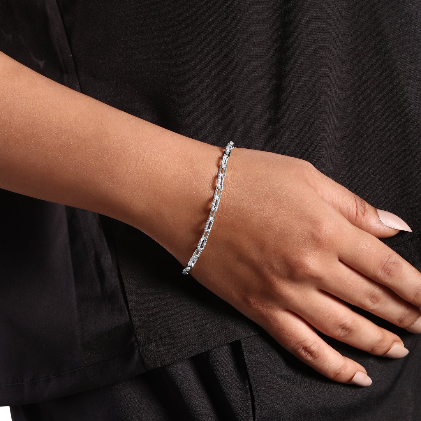 Solid Gold 1.5ct Natural Diamond Paperclip Link Chain Bracelet