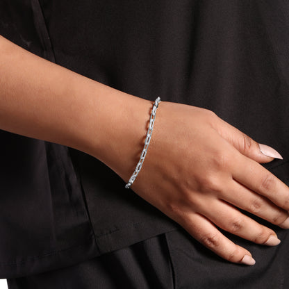Solid Gold 1.5ct Natural Diamond Paperclip Link Chain Bracelet
