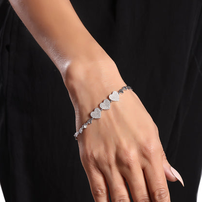 Solid Gold 0.5ct Natural Diamond Multi Heart Linked Bracelet