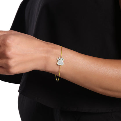 Solid Gold 0.3ct Natural Diamond Paw Dog Chain Bracelet