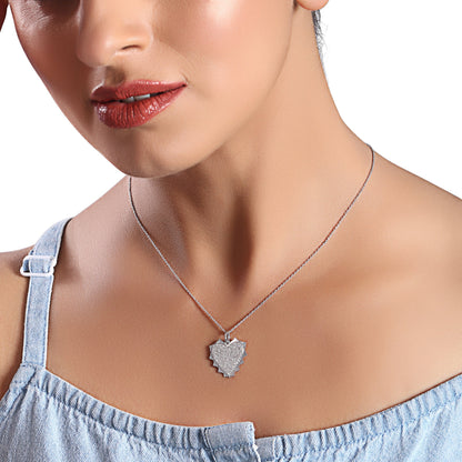 Solid Gold 0.44ct Natural Diamond Spike Heart Studded Charm Necklace