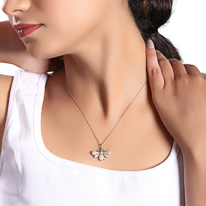 Solid Gold 0.34ct Natural Diamond Honey Bee Bug Necklace
