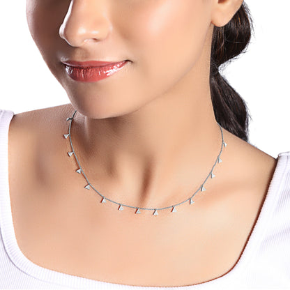 Solid Gold 0.43ct Natural Diamond Triangle Trillion Necklace