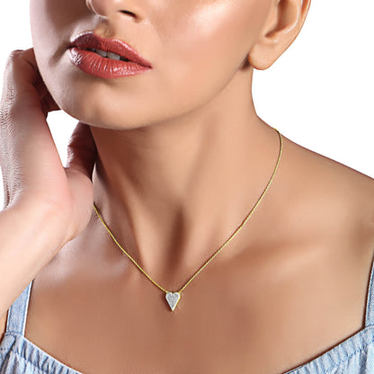 Solid Gold 0.44ct Natural Diamond Heart Love Studded Charm Necklace