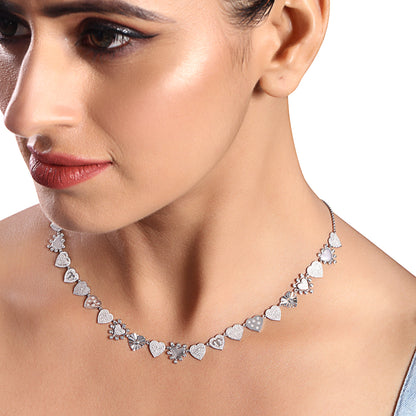 Solid Gold 1.31ct Natural Diamond Multi Heart Link Chain Necklace