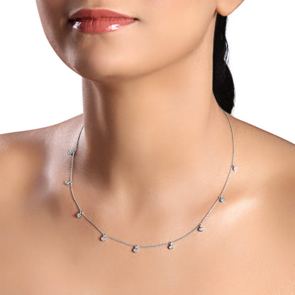 Solid Gold 0.33ct Natural Diamond By-Yard Dangle Drop Round Necklace