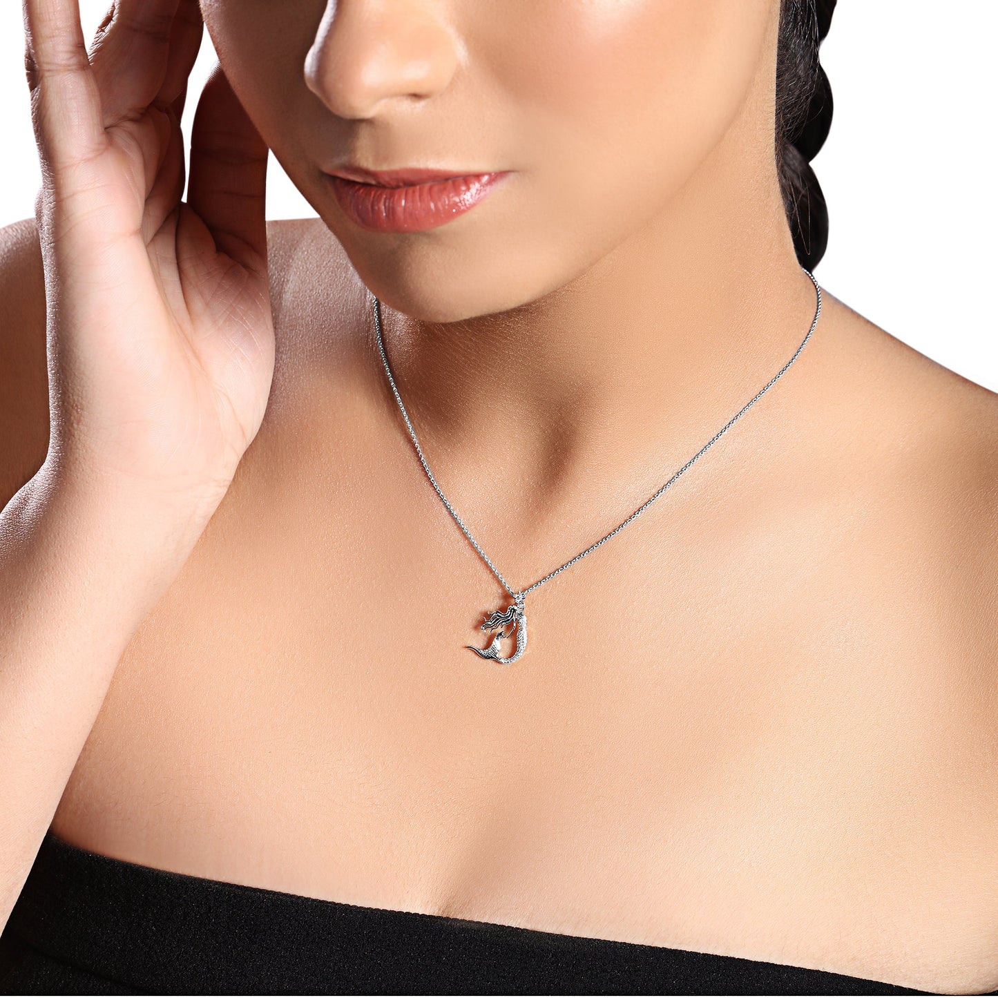 Solid Gold 0.1ct Natural Diamond Mermaid Sea Princess Necklace