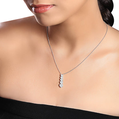 Solid Gold 0.3ct Natural Diamond 5 Heart Graduation Charm Necklace