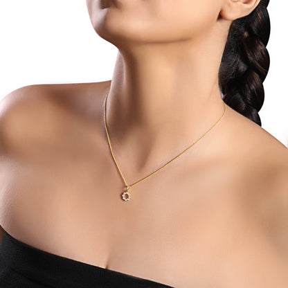 Solid Gold 0.14ct Natural Diamond Bezel Round Pendant Necklace
