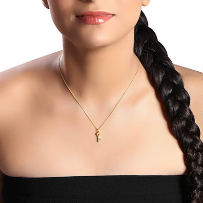 Solid Gold 0.1ct Natural Diamond Key Heart Love Charm Necklace
