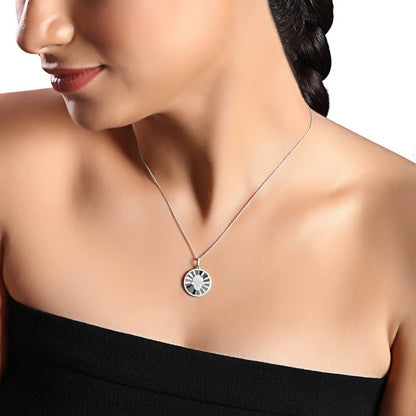 Solid Gold 0.3ct Natural Diamond Round Medallion Shield Charm Necklace