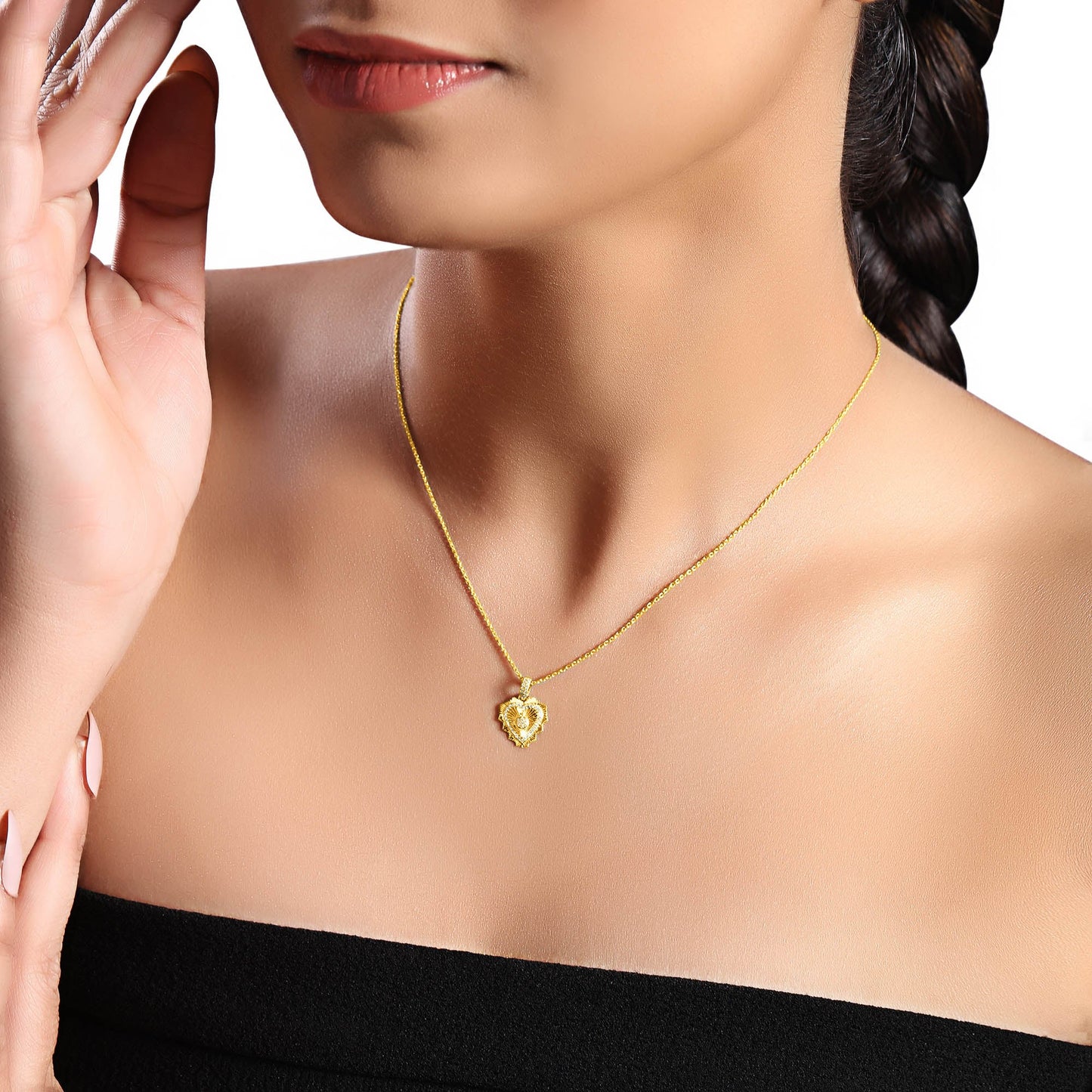 Solid Gold 0.11ct Natural Diamond Heart Spike Charm Necklace