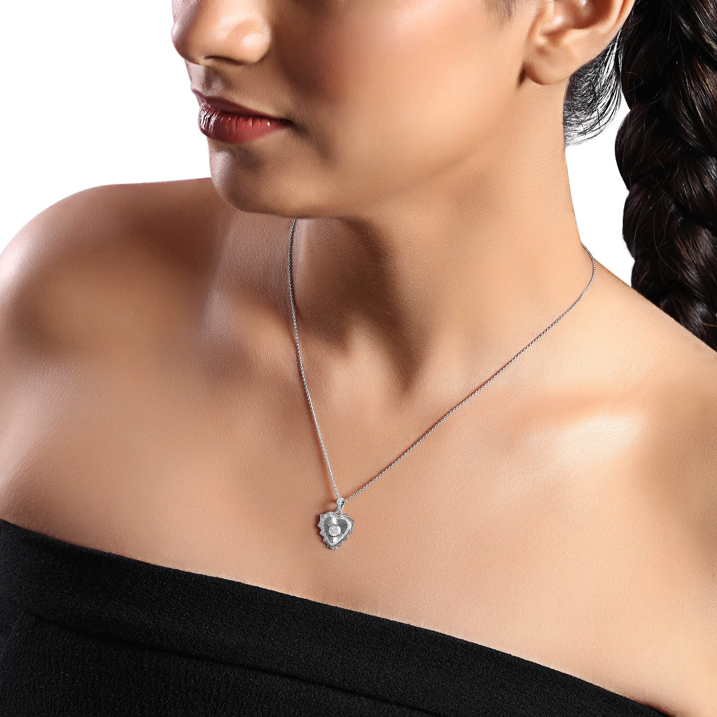 Solid Gold 0.1ct Natural Diamond Heart Spike Charm Necklace