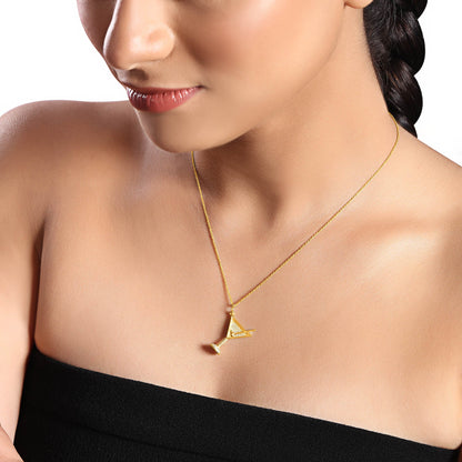 Solid Gold 0.21ct Natural Diamond Martini Glass Cocktail Charm Necklace