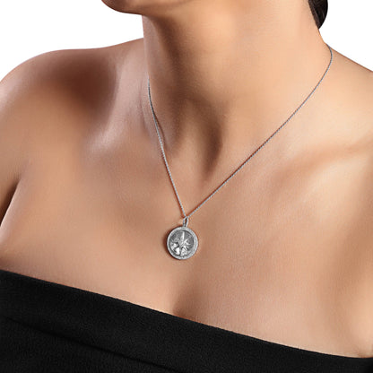 Solid Gold 0.31ct Natural Diamond Starburst Round Vintage Necklace